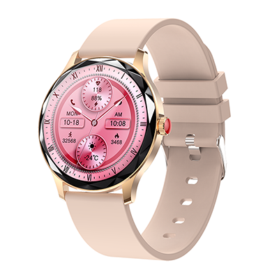 高清女性时尚智能手表,1.32英寸AMOLED , 心率血压血氧监测